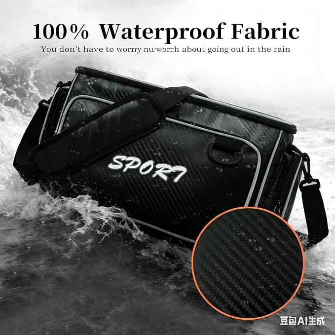 Fishing Tackle Bags - Saltwater & Freshwater Fishing Bags - Waterproof, Padded Shoulder Strap - Gear Storage