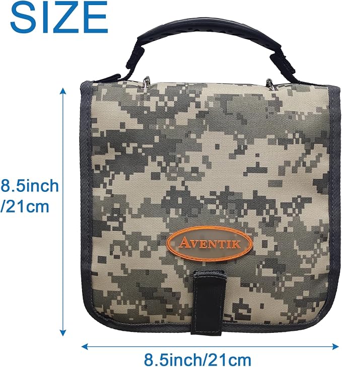 Aventik Fishing Tackle Binder Soft Cover Fishing Bait Organized Storage Rig Bag Soft Bait Binder Saltwater Resistant Fishing Bag 8.5x8.5x1.1inch(Camouflage)