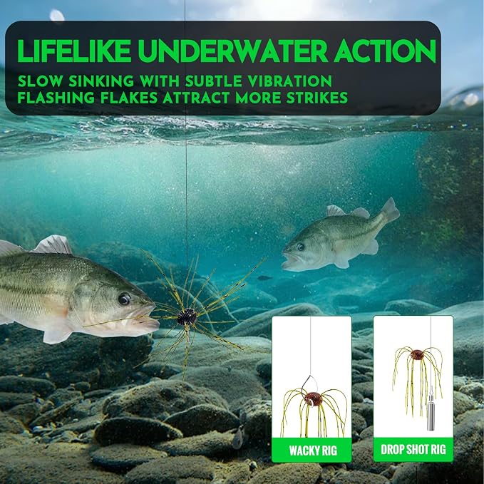 FONMANG Creature Bait Dice Baits,Bass Fishing Lures Also for Trout Walleye DIY Soft Plastic Baits for Freshwater Lure Making Kit with Fuzzy Dice Fishing Lure