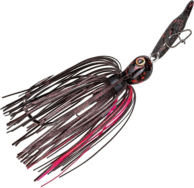 Strike King Thunder Cricket Fishing Lure, Vibrating Swim Jig, Silver Blade, 4/0 Jungle-Style Flipping Hook
