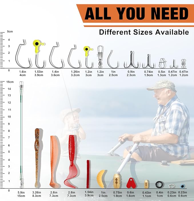 TRUSCEND Complete Fishing Lures - Tackle Box with Tackle Included - Crankbaits, Minnows, Frogs, Vibes, Poppers, Spinners, Spoons, Soft Baits, Hooks & Weights Accessories Kit for Bass Panfish Trout