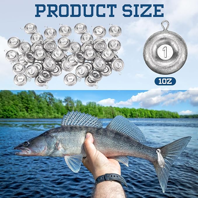 24 Pieces Fishing Disc Sinkers Weights Disc Sinker Fishing Sinkers Weights for Saltwater Catfishing Trolling Surf Tackle