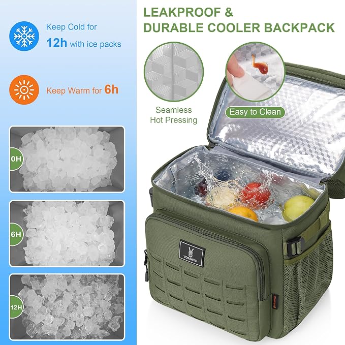 Large Insulated Cooler Backpack for Men Women, 36 Cans Double Deck Leakproof Cooler Bag for Camping, Hiking, Picnic, Fishing, Beach, Travel