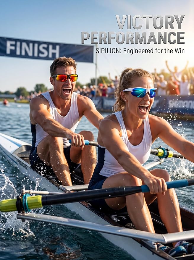SIPLION Polarized Sunglasses Men Sports: UV400 Protection Anti-Slip Wrap-Around TR90 Frame for Driving Fishing Golf Running