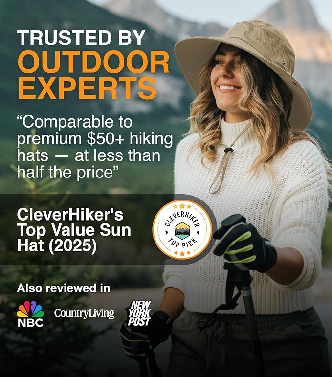 GearTOP Safari Hat for Men Sun Hats for Women UV Protection UPF 50+ Fishing, Gardening, Hiking Hat (22-23 1/2")