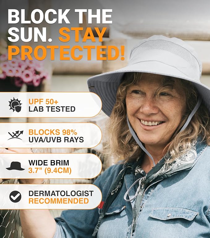 GearTOP Safari Hat for Men Sun Hats for Women UV Protection UPF 50+ Fishing, Gardening, Hiking Hat (22-23 1/2")