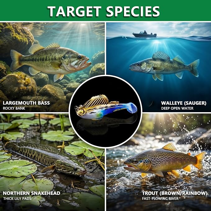 Soft Fishing Lures for Bass Fishing:Pre-Gigged Swim Baits for Saltwater or Freshwater.Soft Plastic Fishing Accessories.