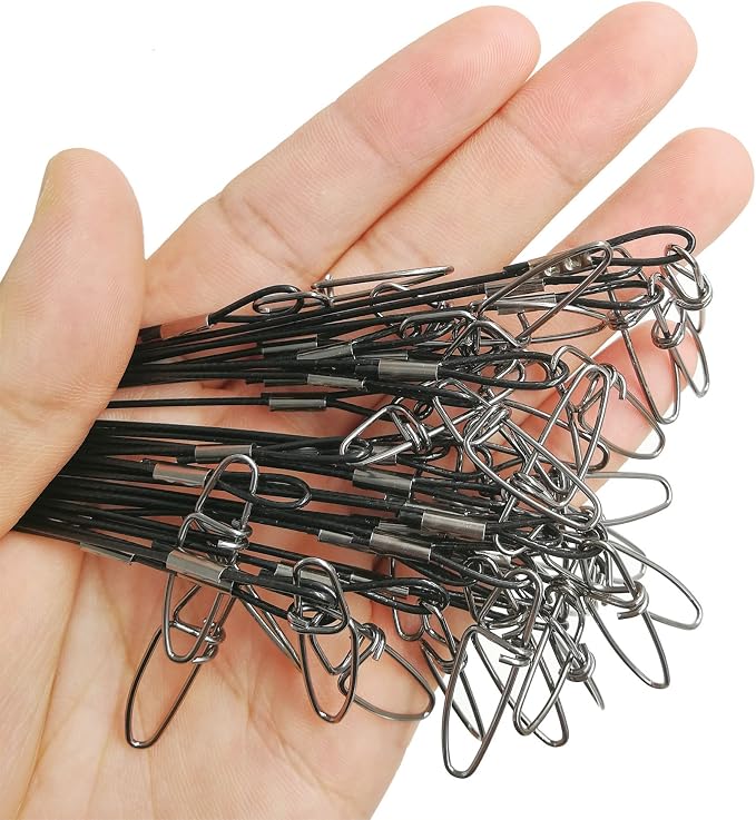 Fishing Wire Leaders for Saltwater: 30pcs Stainless Steel Line Leaders Nylon-Coated 19" - 100 LB High Strength Wire Rig for Shark Barracuda Pike Fishing