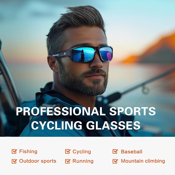 suoso Sports Polarized Sunglasses for Men: Women UV400 Protection Wrap Around Sun Glasses for Golf Fishing Running Driving