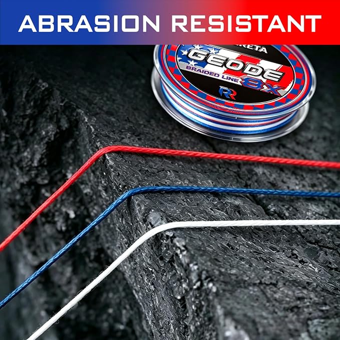 Geode Braided Fishing Line, 10-200 lb, 8 Strands, 300yds/500yds/1000yds, Colored Braid Superline
