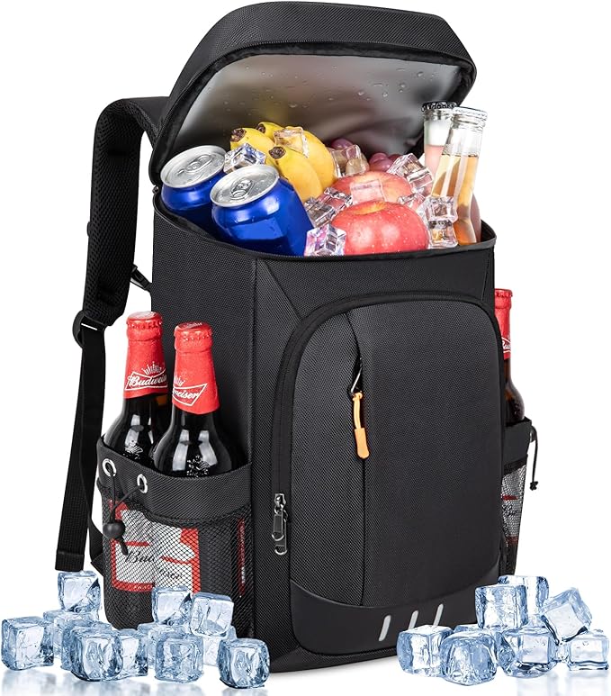 Cooler Backpack- 40 Cans Insulated Backpack Cooler for Men & Women Portable Leak Proof Lunch Backpack Cooler Bag for Beach Picnic Travel Work Camping Hiking-Black