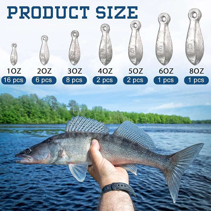 36 Pcs Bank Sinkers Fishing Weights Sinkers Weights for Surf Ocean Saltwater Freshwater Surf Bass Catfishing Fishing Casting Gear Tackle