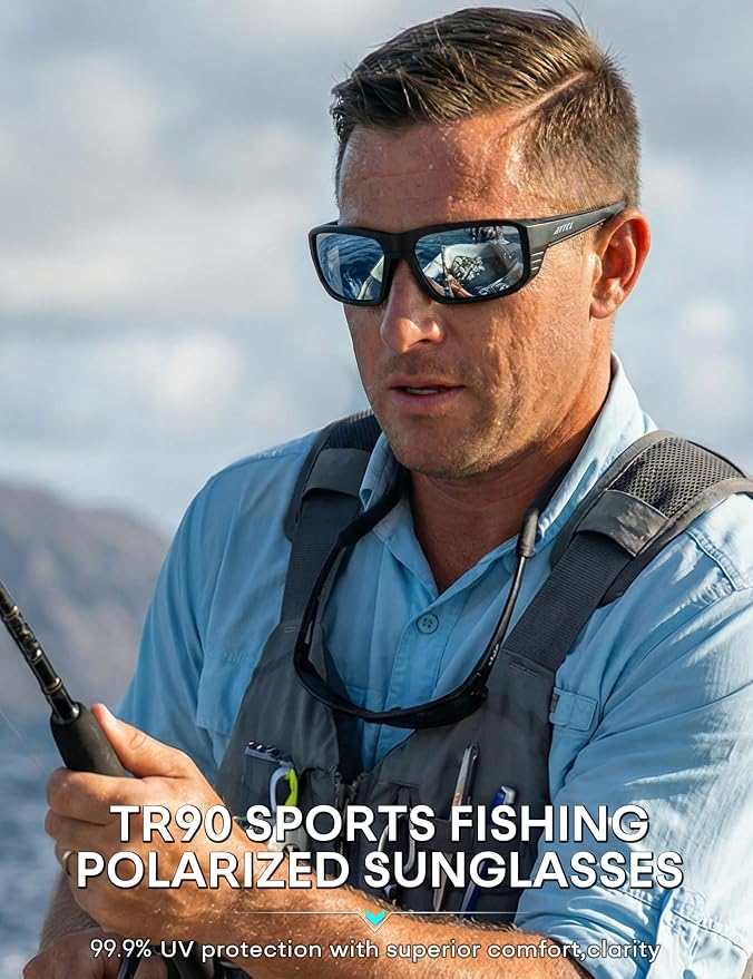 ATTCL Sports Polarized Sunglasses for Men: Ultra-Light Wrap Around TR90 Frame UV400 Protection for Fishing Driving Shooting