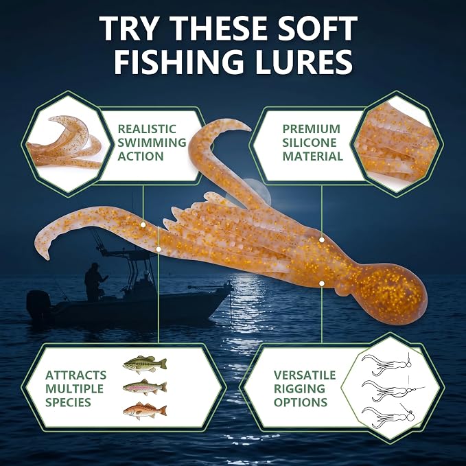 Soft Fishing Lures for Bass Fishing:Pre-Gigged Swim Baits for Saltwater or Freshwater.Soft Plastic Fishing Accessories.
