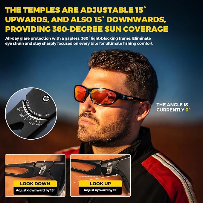 Polarized Fishing Sunglasses for Men Women, Adjustable Polarized Sunglasses, Lightweight TR90 Frame
