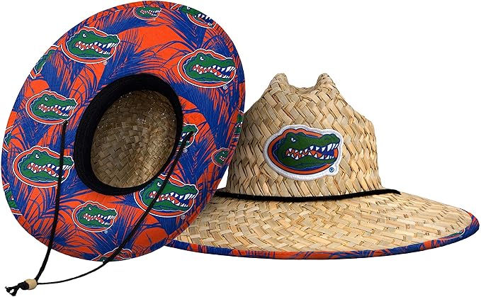 FOCO Men's NCAA College Team Logo Floral Straw Sun Hat