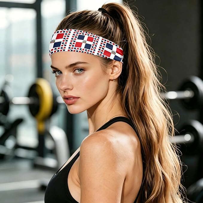 Flag Headbands for Men Women, Moisture Wicking Sweatband Breathable Sports Headwrap, Non-Slip Stretchy Fitness Hair Band