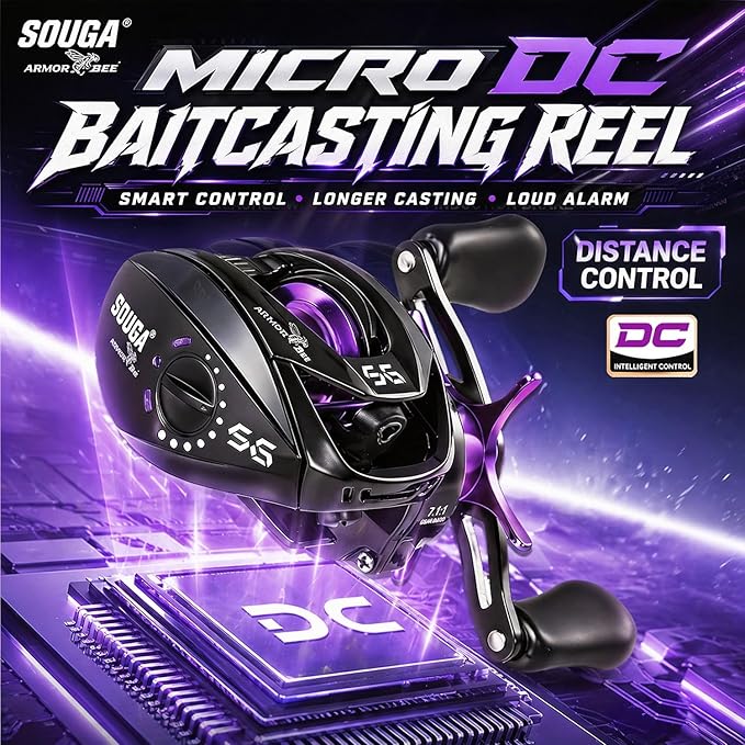SOUGA Baitcasting Reel, Ultra-Light 184g & Smooth 6+1BB Baitcaster Fishing Reel, Smart Magnetic Anti-Backlash System, 7.1:1 Gear Ratio, Drag Easy Casting for Tournament & Beginner Anglers