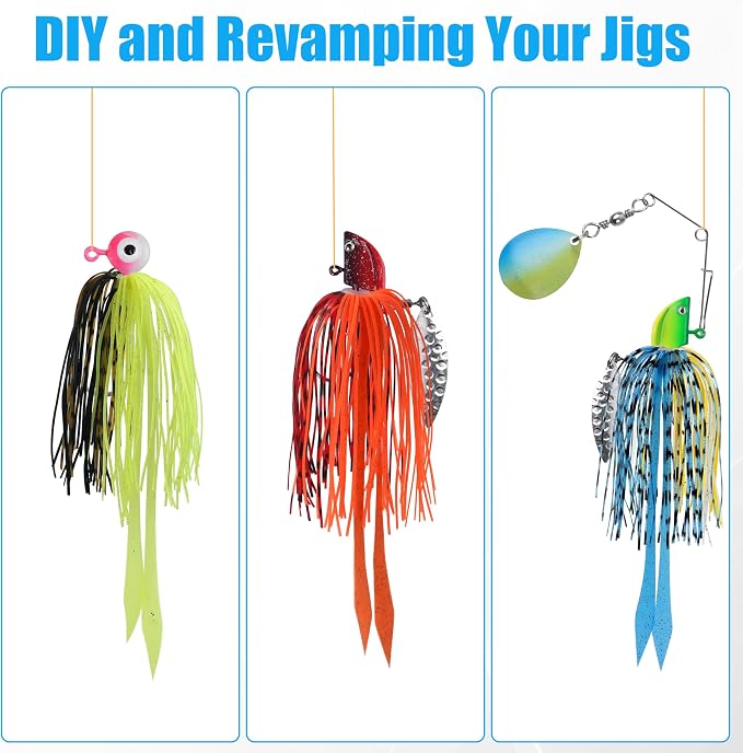 Silicone Jig Skirts Replacement 10/20pcs Bass Fishing Jigs Soft Lures Multi-Color DIY Fishing Lures Skirt for Spinnerbaits, Buzzbaits, Jig Spoons & Blade Baits