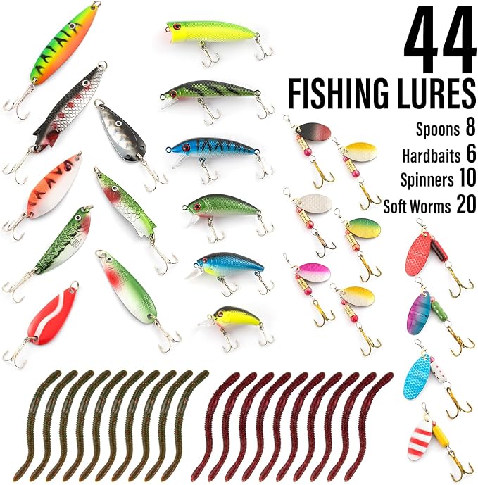 Dr.Fish Fishing Rod and Reel Combos 125-Pieces Telescopic Spinning Pole Reel Gear Equipment Set with Tackle Bag for Adult Collapsible Travel Complete Fishing Set Men Starter Freshwater Saltwater
