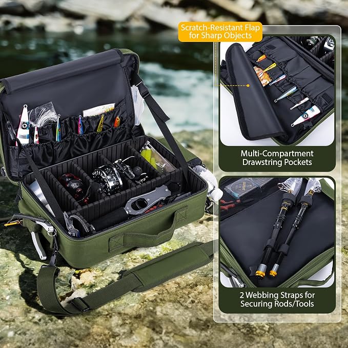 Goture Fishing Reel Case, Customize Storage, Shockproof Internal Divider Design, Structured Load-Bearing Design, Tough and Water-resistant, Keep Reels Protective