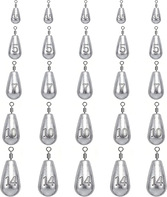 Fishing Weights Sinkers Kit Bass Casting Weights Drop Shot Weights with Swivel for Freshwater Saltwater Catfish Weights