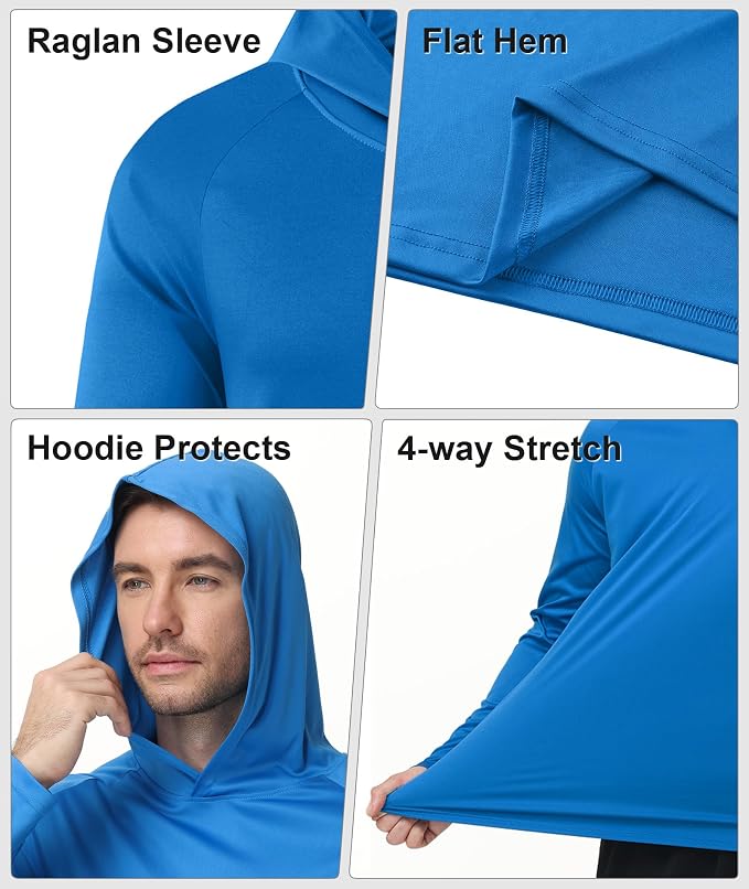 ZITY 5 Pack Mens UPF 50+ Hoodie Shirts Sun Protection Fishing Shirt Fast Dry Lightweight for Athletic Hiking Workout