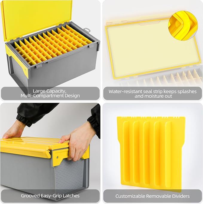 RUNCL Fishing Large Tackle Box – Rigid Hard Lure Organizer for Hard Bait Storage, Capacity Multi-Slot Organizer for Home Storage & Outdoor Freshwater and Saltwater Fishing
