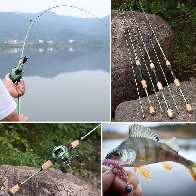 Sougayilang Fishing Rods,24 Ton Carbon Fiber Spinning Rod & Casting Rod Stainless Steel Guides,Lightweight Baitcasting Rod - Two Pieces