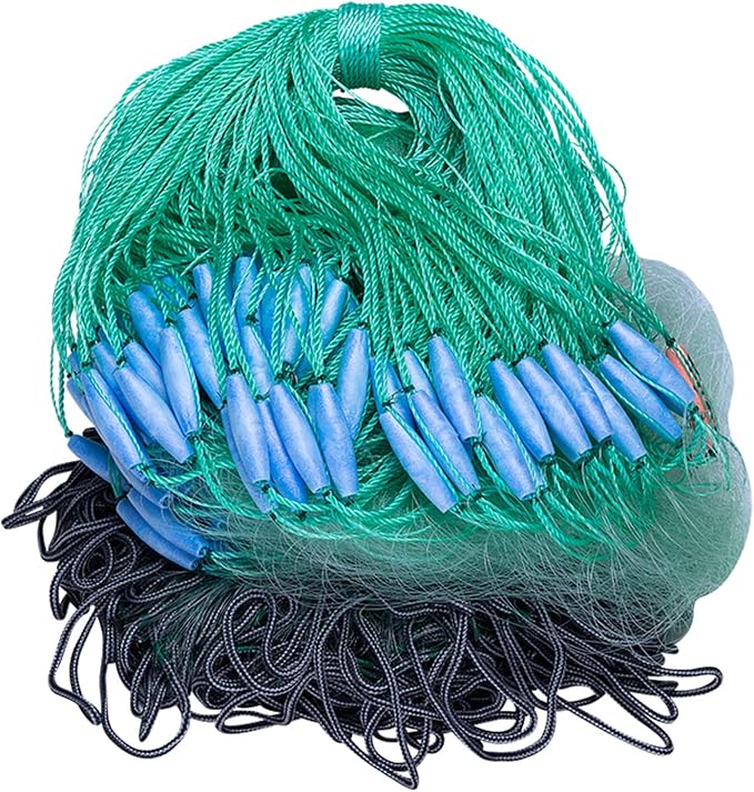 Depth 16ft Anti-Winding 3 Layers Fishing Net Wrapped Rope Lead Sinker Length 262ft Gill Net for Fishing Survival