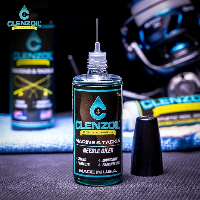 CLENZOIL Marine & Tackle - Fishing Gear Oil Lubricant - for Fish Care Reels, Boat Motors, Downriggers & More - Easily Oils Applicator