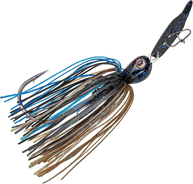 Strike King Thunder Cricket Fishing Lure, Vibrating Swim Jig, Silver Blade, 4/0 Jungle-Style Flipping Hook
