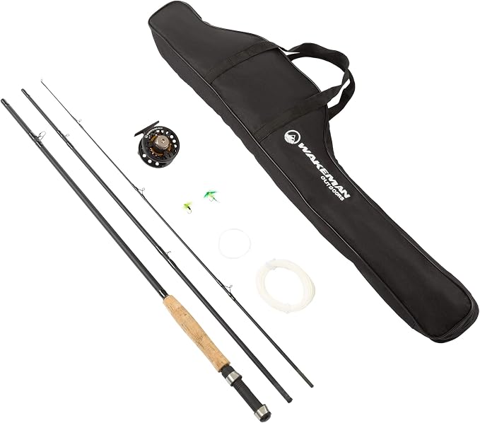 Wakeman Outdoors Fly Fishing Rod & Reel Combo Starter Kit with Case and Accessories