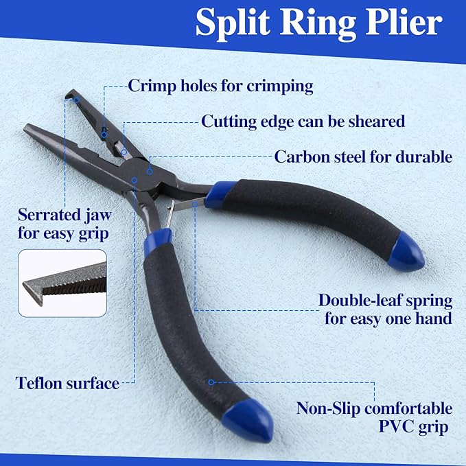 SPEEDWOX Fishing Pliers Hook Remover - Saltwater Gear With Line Cutter, Crimping Tool, Clippers, Pistol Grip Split Ring