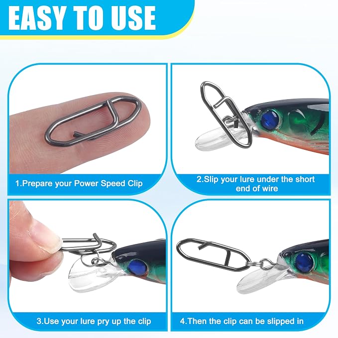 Power Fishing Clips Kit,155pcs High Strength Fishing Snaps Clips Lure Fast Change Snaps Stainless Steel Speed Clips Connector for Freshwater Saltwater Bass Pike
