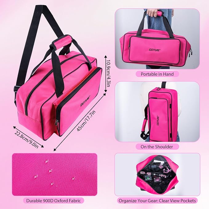 Goture Pink Fishing Rod and Reel Combo - ML Action Spinning Reel Pole with Pink Bag - Telescopic Rod Kit for Starter Travel Saltwater Freshwater, Gift for Woman