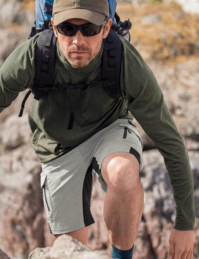 XKTTAC Men's Outdoor Quick Dry Lightweight Stretchy Shorts for Hiking, Tactical, Camping, Travel with 6 Pockets
