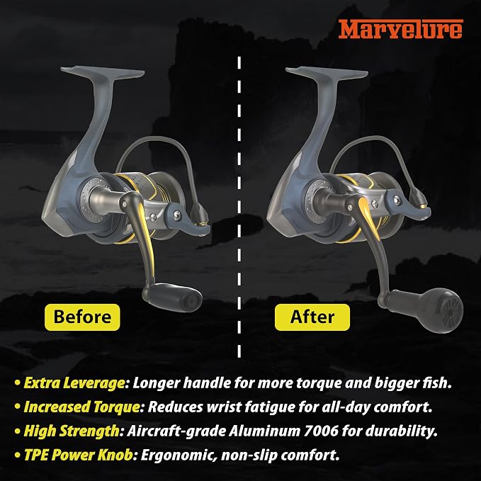 Foldable Power Handle Compatible for Pflueger President, President XT 20-40 Spinning Fishing Reels (Not for President Lock Type or President 6920-6940 Series)