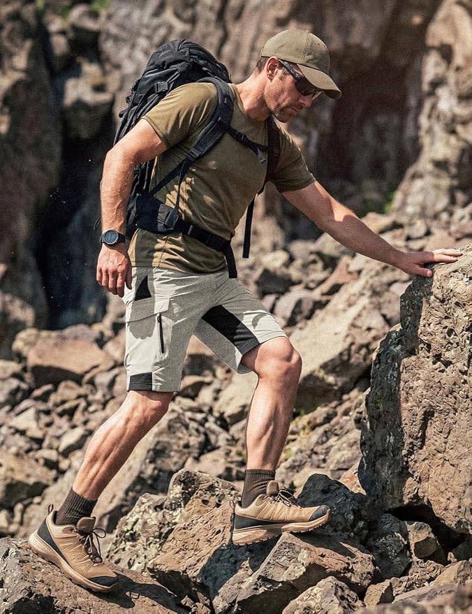 XKTTAC Men's Outdoor Quick Dry Lightweight Stretchy Shorts for Hiking, Tactical, Camping, Travel with 6 Pockets