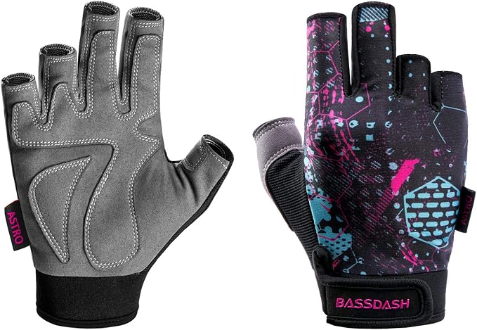 BASSDASH Astro Fishing Gloves Men’s Women’s Fingerless Gloves for Game Fishing Kayaking Paddling Sailing MTB