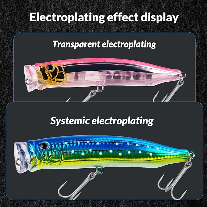 THKFISH Popper Lures Saltwater Tuna Popper Topwater Fishing Lures for Surf Fishing Bass with 3D Eyes for GT Tuna Large Fish 5.9in 1pc/3pcs