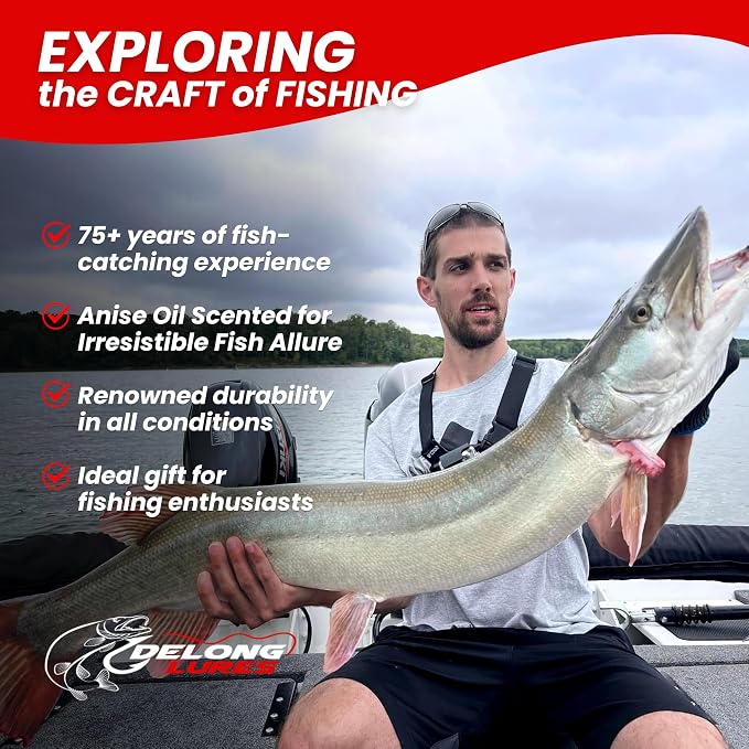 Delong Lures - The Berserker, Bucktail Fishing Lures - Bucktail Jig with Inline Spinner, Musky & Pike Baits Spinnerbaits, Tackle for Freshwater and Saltwater Fishing, Made in USA