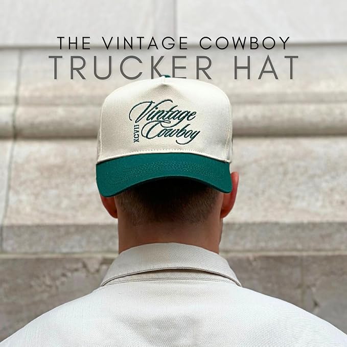 Vintage Western Trucker Hat | Men & Women | Country Cute Caps for Cowgirls Cowboys | Camo Denim Embroidered Cotton | Snapback