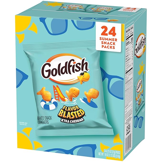 Goldfish Flavor Blasted Xtra Cheddar Cheese Crackers, 24 Summer Snack Packs
