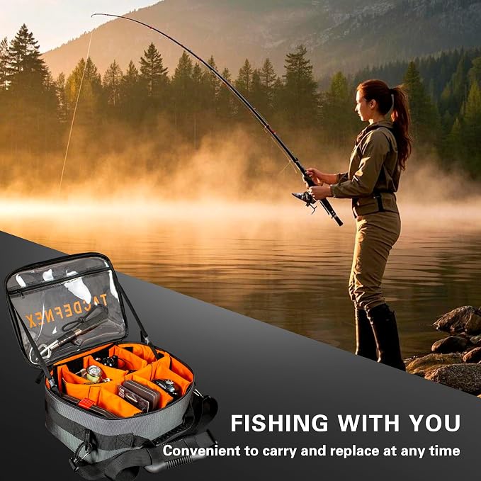Waterproof Fishing Reel Case with 8 Shockproof Compartments – Portable Tackle Organizer for Spinning, Baitcasting, Spincast & Fly Reels Holds more than 10 Reels