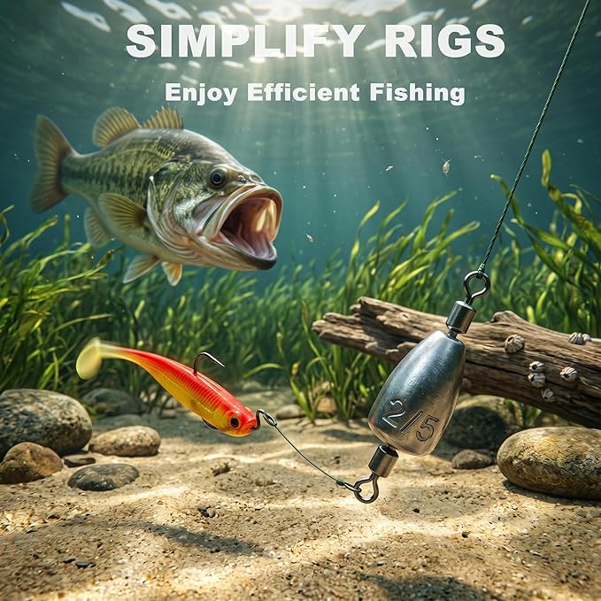 Fishing Weights with Rolling Swivel Bullet Quick Set Up Drop Shot Sinkers Streamlined Lead Fishing Sinkers for Freshwater Saltwater Catfish Bass Casting Fishing and Bottom Fishing Rigs