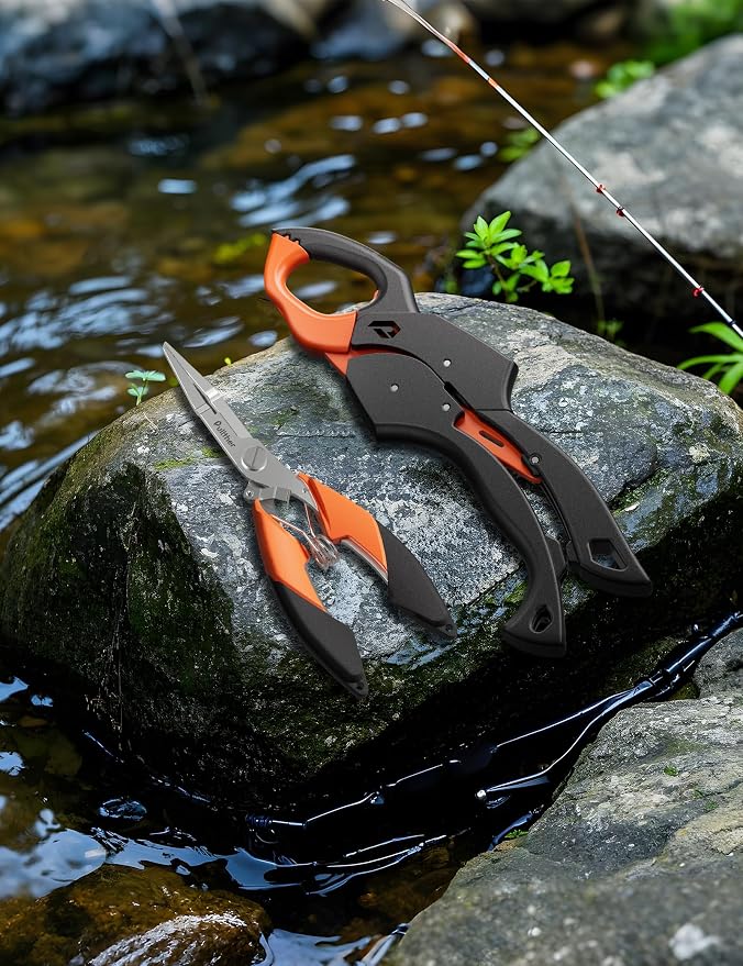 Fish Gripper 9.2",Muti-Function Line Cutter Fishing Pliers, Saltwater Fishing Tool Kit,Fishing Gear with Fishing Lanyard