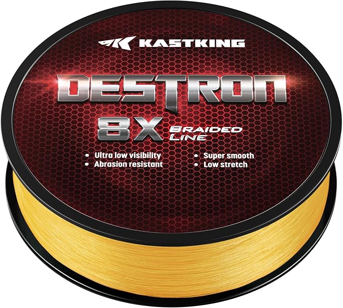 KastKing Destron Braided Fishing Line, Highly Abrasion Resistant, Improved Knot Strength, Ultra-Thin Diameter Superline, Zero Stretch & Memory, CFT “Color Fast Technology”, 75% Thinner Than Mono