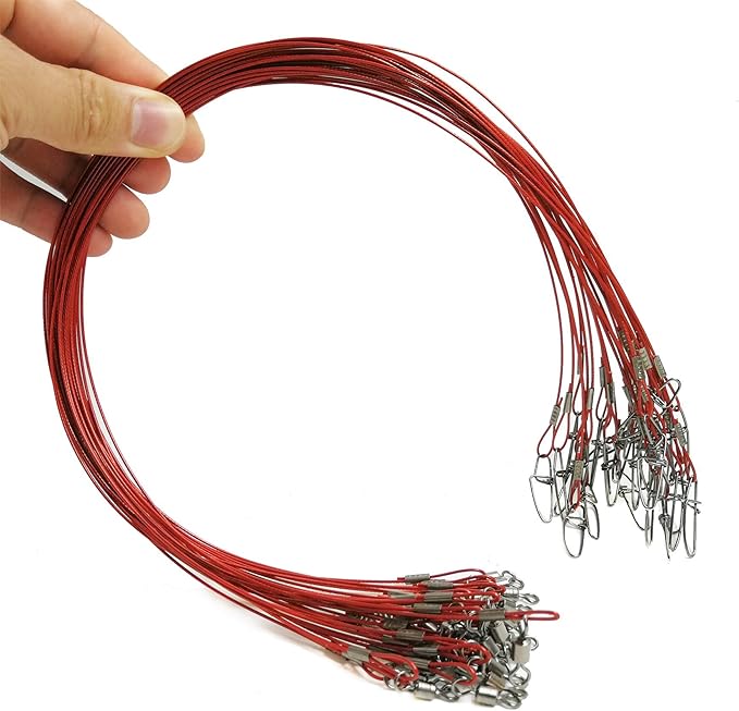 Fishing Wire Leaders for Saltwater: 30pcs Stainless Steel Line Leaders Nylon-Coated 19" - 100 LB High Strength Wire Rig for Shark Barracuda Pike Fishing