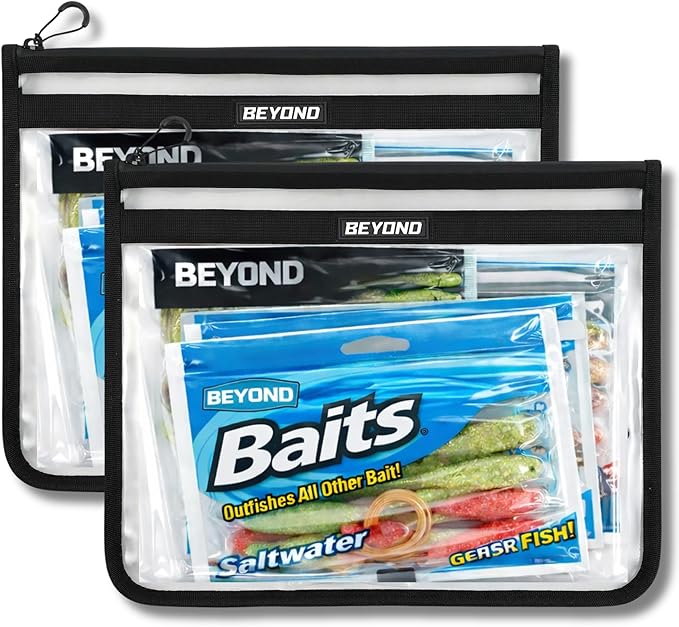 Beyond Fishing DryVault Tackle Storage Bag – Soft Plastic Bait Storage, Fishing Tackle See Through Bait Bag, Water-Resistant, Durable & Transparent Soft Bait Organizer for Easy Gear Access